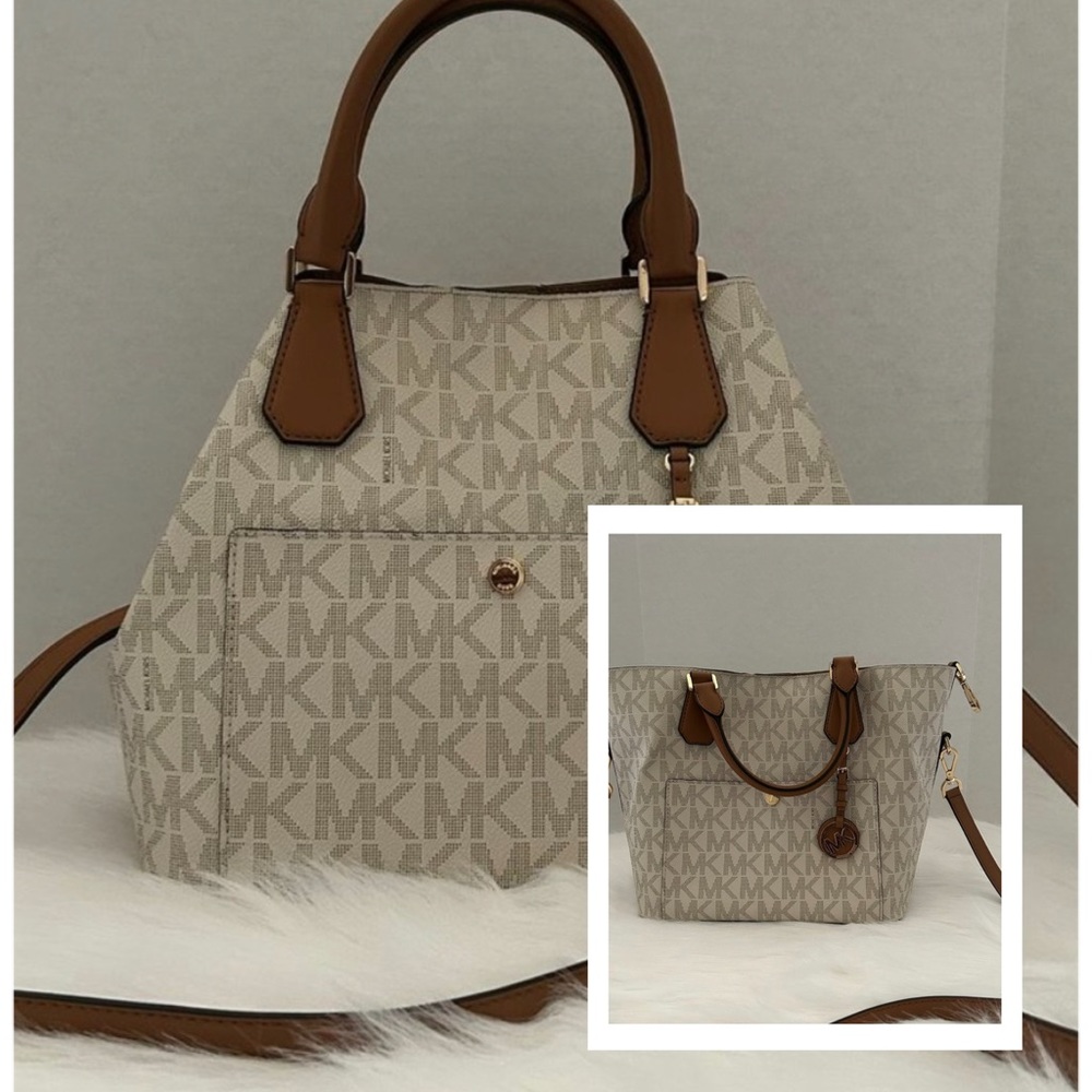 Michael Kors Beige and Brown Satchel